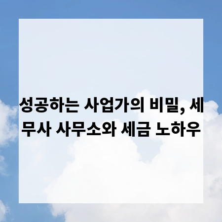 성공하는 사업가의 비밀, 세무사 사무소와 세금 노하우