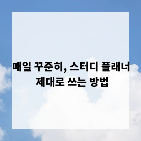 매일 꾸준히, 스터디 플래너 제대로 쓰는 방법