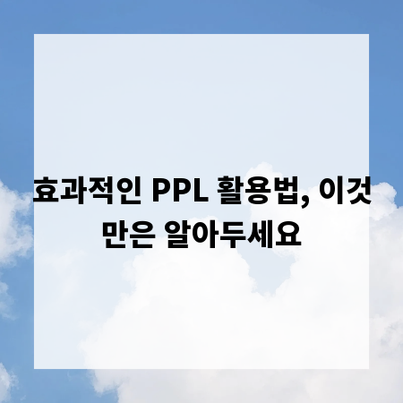 효과적인 PPL 활용법, 이것만은 알아두세요