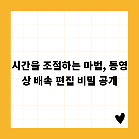 시간을 조절하는 마법, 동영상 배속 편집 비밀 공개