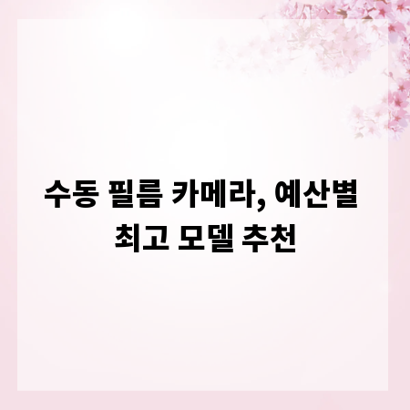 수동 필름 카메라, 예산별 최고 모델 추천