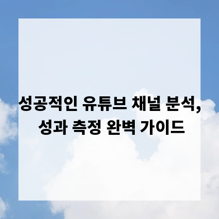 성공적인 유튜브 채널 분석, 성과 측정 완벽 가이드