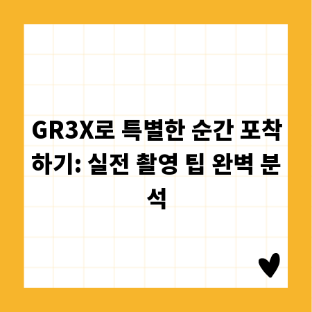 GR3X로 특별한 순간 포착하기: 실전 촬영 팁 완벽 분석