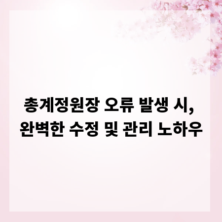 총계정원장 오류 발생 시, 완벽한 수정 및 관리 노하우