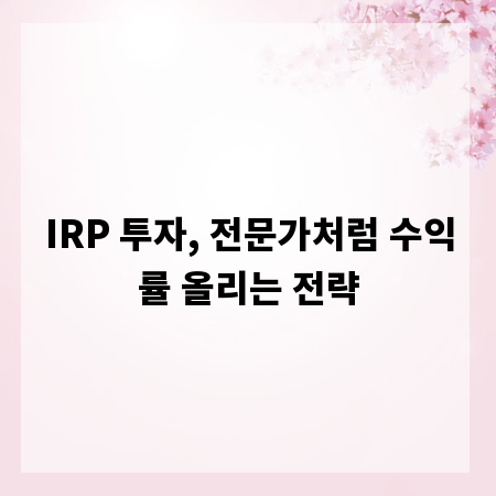 IRP 투자, 전문가처럼 수익률 올리는 전략