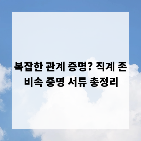 복잡한 관계 증명? 직계 존비속 증명 서류 총정리