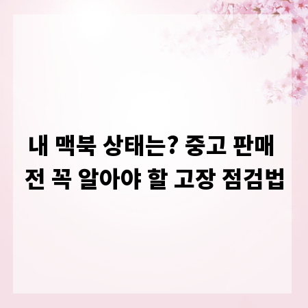 내 맥북 상태는? 중고 판매 전 꼭 알아야 할 고장 점검법