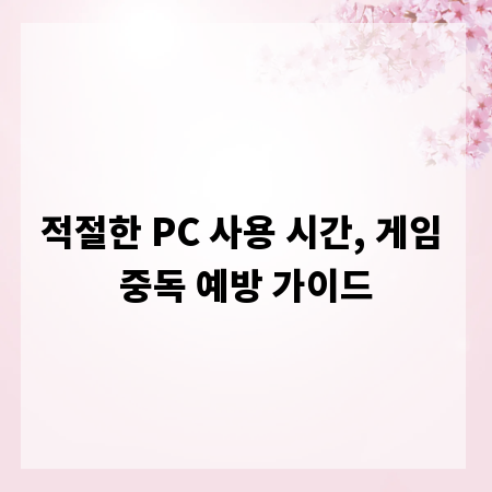 적절한 PC 사용 시간, 게임 중독 예방 가이드