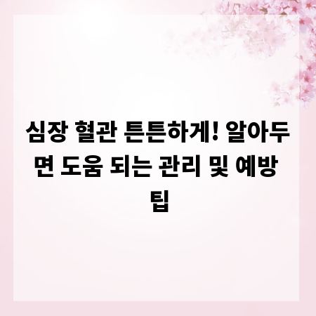 심장 혈관 튼튼하게! 알아두면 도움 되는 관리 및 예방 팁