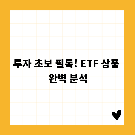 투자 초보 필독! ETF 상품 완벽 분석