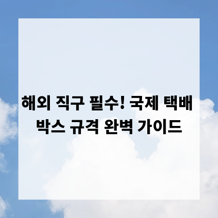 해외 직구 필수! 국제 택배 박스 규격 완벽 가이드
