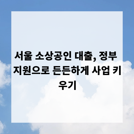 서울 소상공인 대출, 정부 지원으로 든든하게 사업 키우기