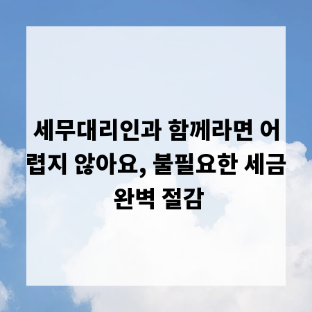 세무대리인과 함께라면 어렵지 않아요, 불필요한 세금 완벽 절감