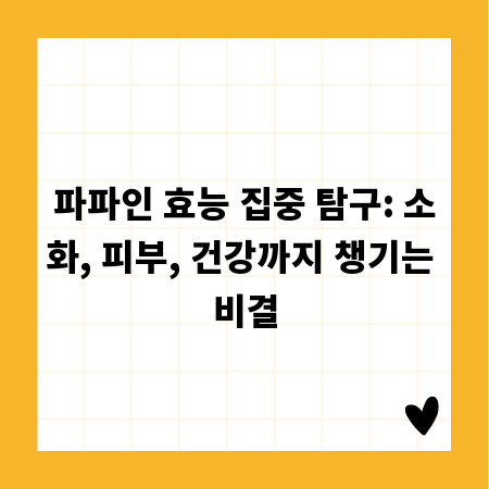 파파인 효능 집중 탐구: 소화, 피부, 건강까지 챙기는 비결