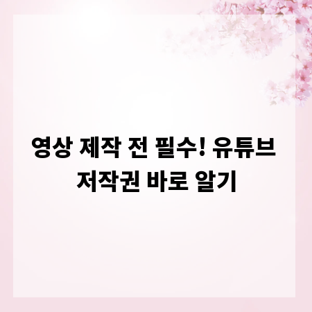 영상 제작 전 필수! 유튜브 저작권 바로 알기