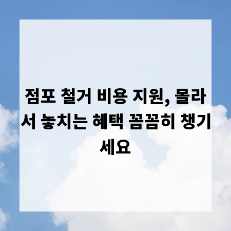 점포 철거 비용 지원, 몰라서 놓치는 혜택 꼼꼼히 챙기세요
