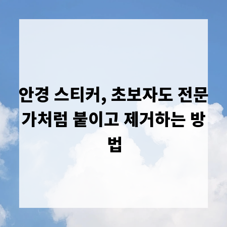 안경 스티커, 초보자도 전문가처럼 붙이고 제거하는 방법