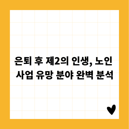 은퇴 후 제2의 인생, 노인 사업 유망 분야 완벽 분석