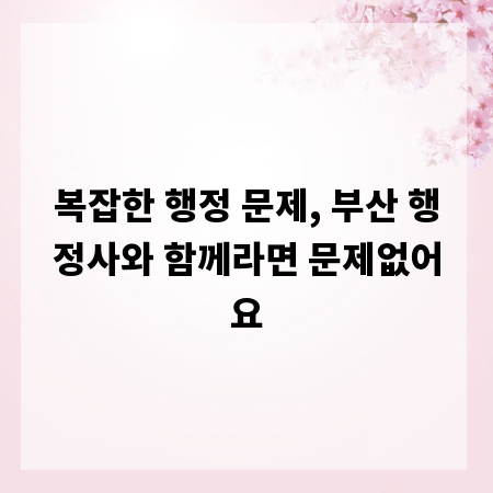 복잡한 행정 문제, 부산 행정사와 함께라면 문제없어요
