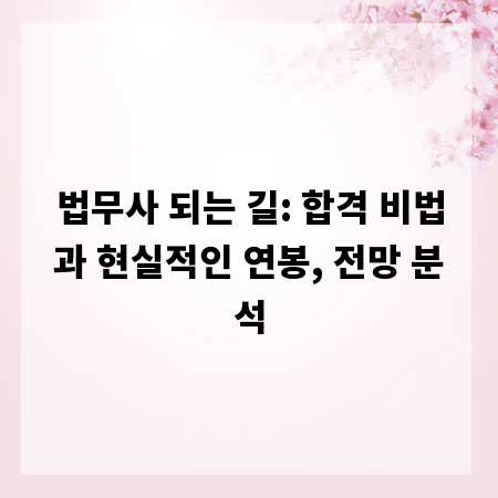 법무사 되는 길: 합격 비법과 현실적인 연봉, 전망 분석