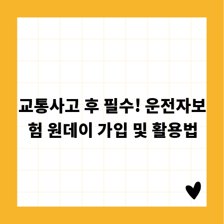 교통사고 후 필수! 운전자보험 원데이 가입 및 활용법