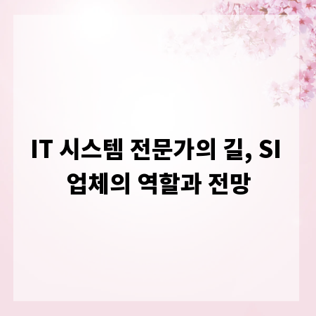 IT 시스템 전문가의 길, SI 업체의 역할과 전망