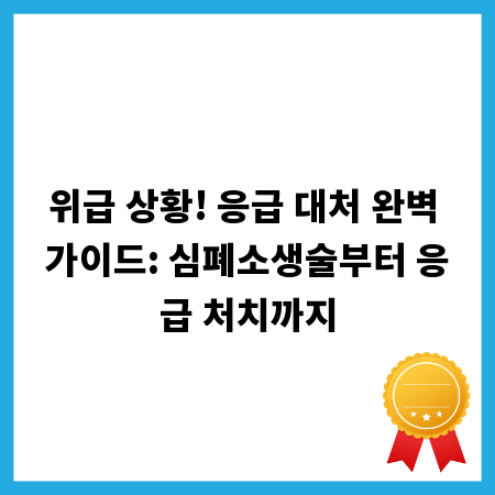 위급 상황! 응급 대처 완벽 가이드: 심폐소생술부터 응급 처치까지