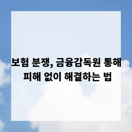 보험 분쟁, 금융감독원 통해 피해 없이 해결하는 법