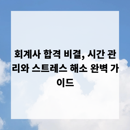 회계사 합격 비결, 시간 관리와 스트레스 해소 완벽 가이드