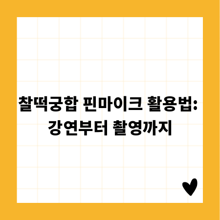 찰떡궁합 핀마이크 활용법: 강연부터 촬영까지