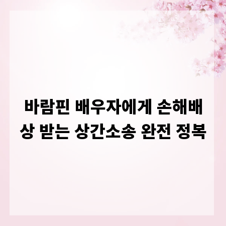 바람핀 배우자에게 손해배상 받는 상간소송 완전 정복