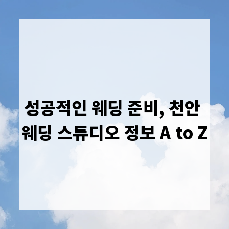 성공적인 웨딩 준비, 천안 웨딩 스튜디오 정보 A to Z