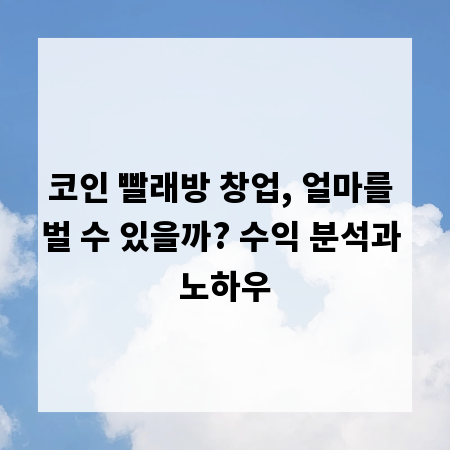 코인 빨래방 창업, 얼마를 벌 수 있을까? 수익 분석과 노하우