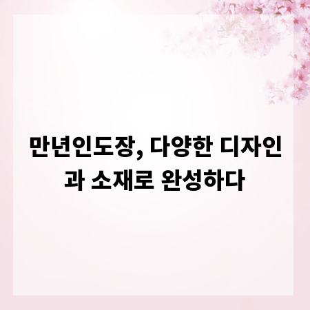 만년인도장, 다양한 디자인과 소재로 완성하다
