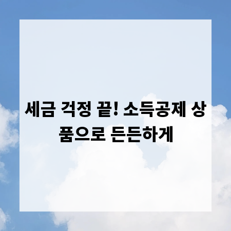 세금 걱정 끝! 소득공제 상품으로 든든하게