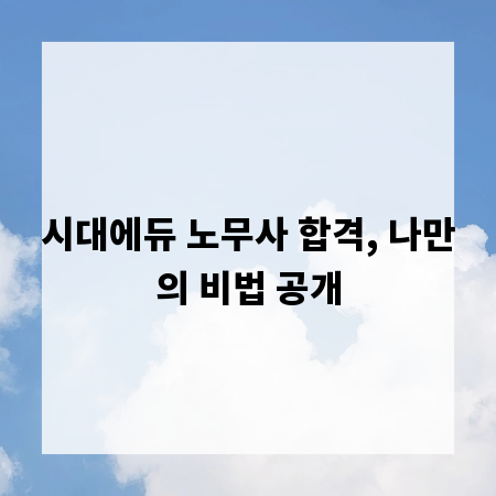 시대에듀 노무사 합격, 나만의 비법 공개