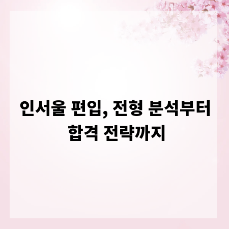 인서울 편입, 전형 분석부터 합격 전략까지