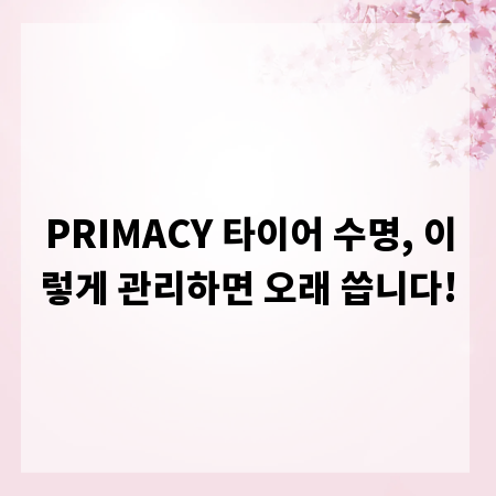 PRIMACY 타이어 수명, 이렇게 관리하면 오래 씁니다!