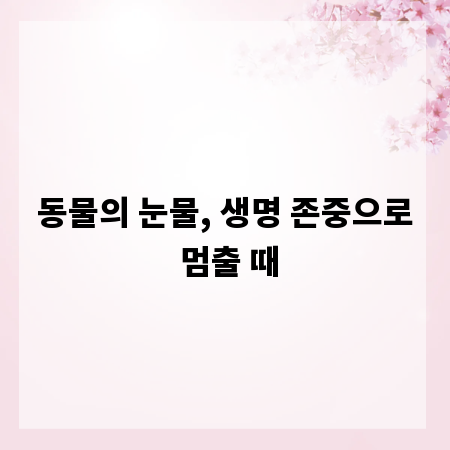 동물의 눈물, 생명 존중으로 멈출 때