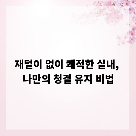 재털이 없이 쾌적한 실내, 나만의 청결 유지 비법