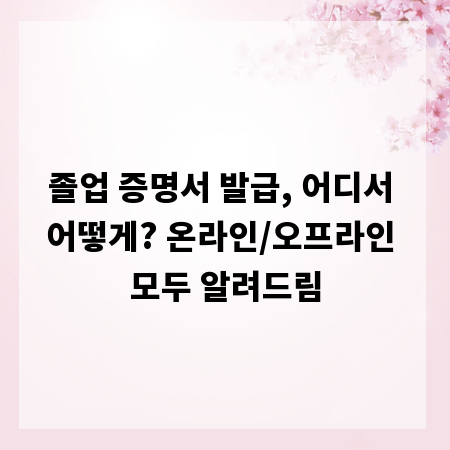 졸업 증명서 발급, 어디서 어떻게? 온라인/오프라인 모두 알려드림