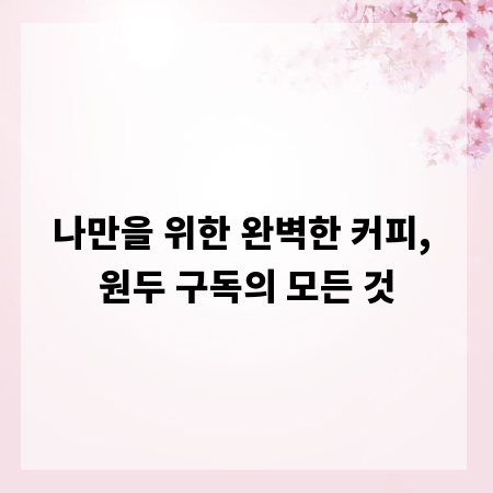 나만을 위한 완벽한 커피, 원두 구독의 모든 것