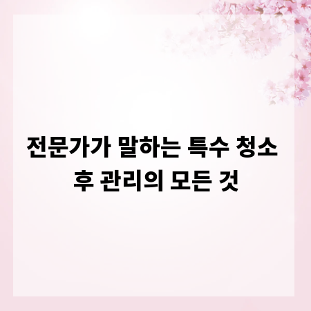 전문가가 말하는 특수 청소 후 관리의 모든 것