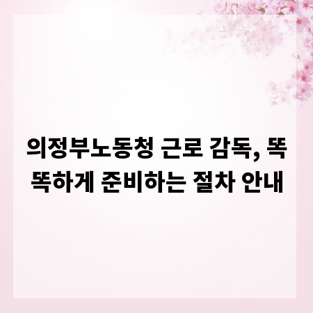 의정부노동청 근로 감독, 똑똑하게 준비하는 절차 안내