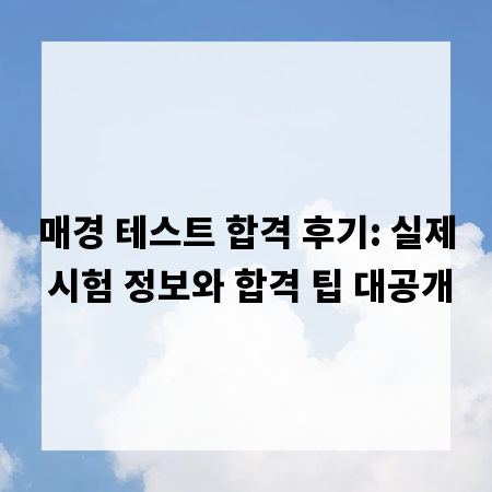 매경 테스트 합격 후기: 실제 시험 정보와 합격 팁 대공개