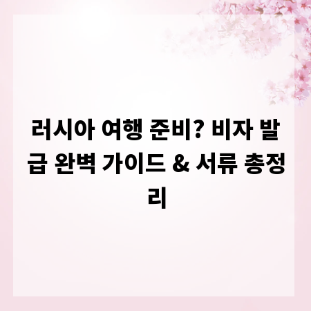 러시아 여행 준비? 비자 발급 완벽 가이드 & 서류 총정리