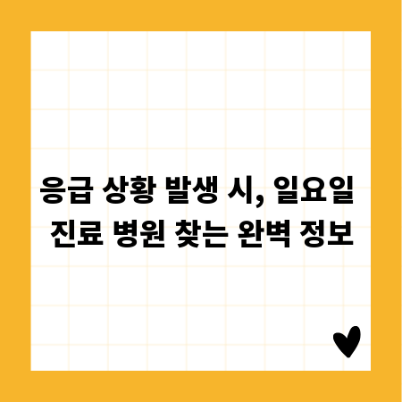 응급 상황 발생 시, 일요일 진료 병원 찾는 완벽 정보