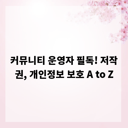 커뮤니티 운영자 필독! 저작권, 개인정보 보호 A to Z