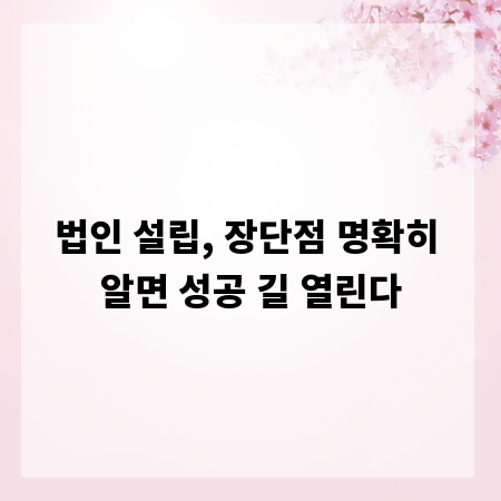 법인 설립, 장단점 명확히 알면 성공 길 열린다