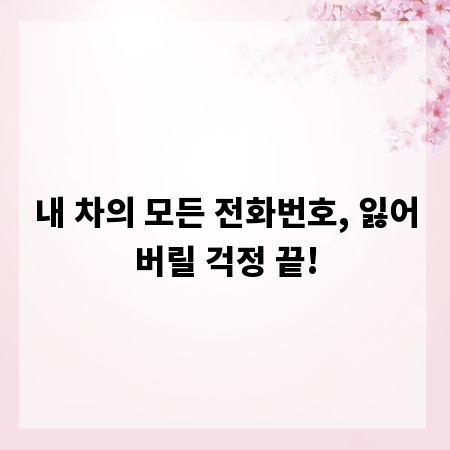 내 차의 모든 전화번호, 잃어버릴 걱정 끝!